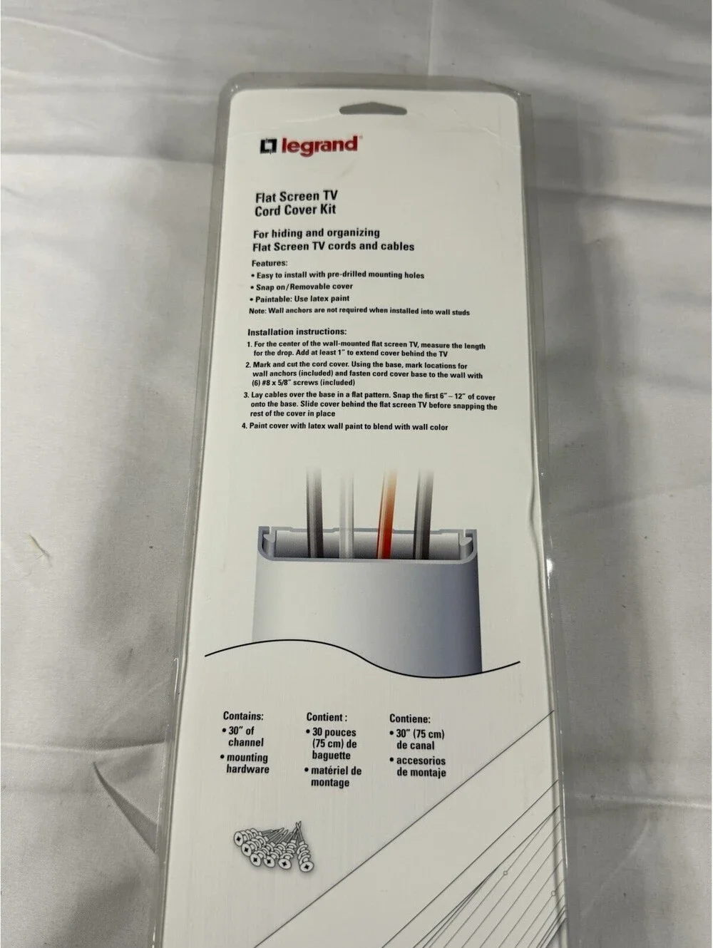 Brand‎ New Legrand Flat Screen TV Cord Wiremold Cover Kit CMK30 Kit Wall Mount